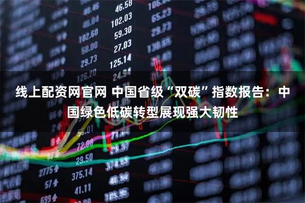 线上配资网官网 中国省级“双碳”指数报告：中国绿色低碳转型展现强大韧性